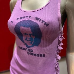 ⚡️I PARTY WITH RICHARD SIMMONS ribbed graffiti soft distressed tank top L unisex